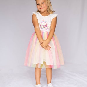 Rainbow Tutu Dress for Girls Casual Sleeveless, Princess Dresses, Party Wedding Birthday Tulle Skirts Dresses for girl 3-7 Years Unicorn Rainbow