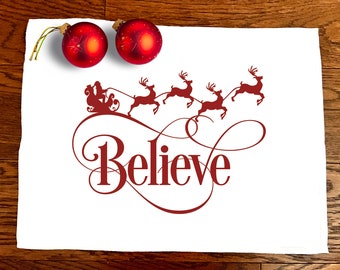Sets de table de Noël, set de sets de table, Believe, Santa, décor de vacances