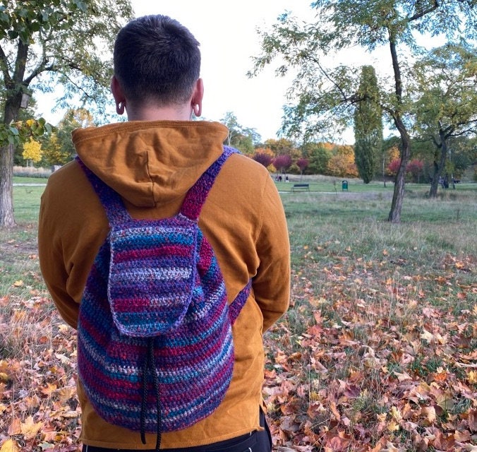 Backpack plum Purple Handmade Crochet Amigurumi Bag 