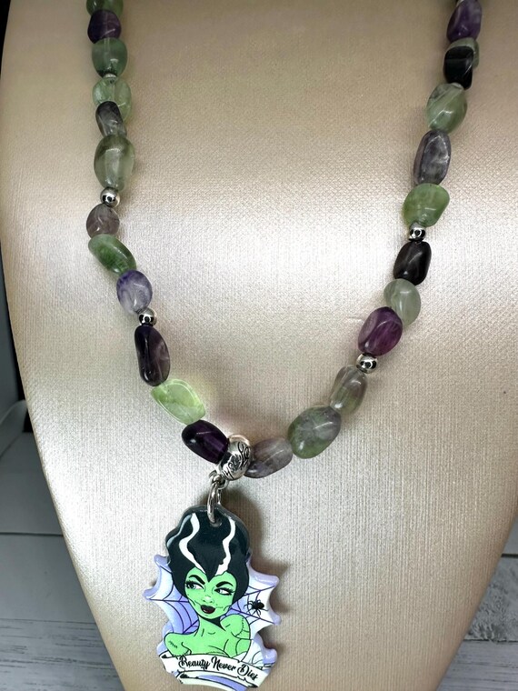 Green Fluorite Gemstone Beauty Never Dies Necklace