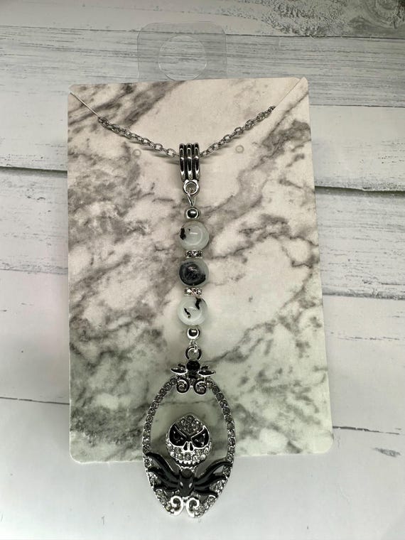 Rainbow Moonstone Gemstone Skeleton Necklace