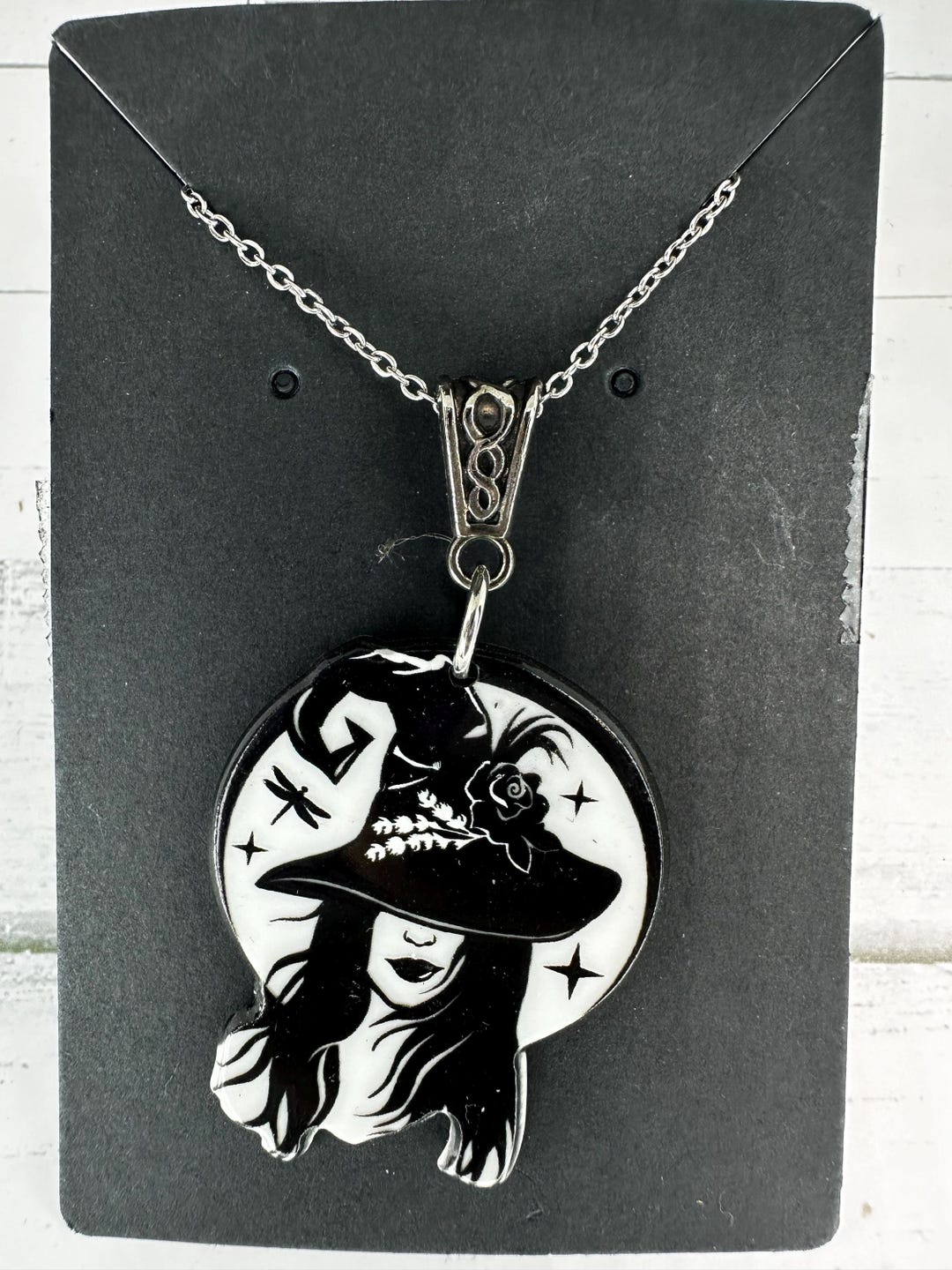 Witch Hat Necklace, Long Silver Chain, Halloween Costume Jewelry - Etsy