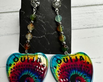 Peacock Agate Ouija Earrings