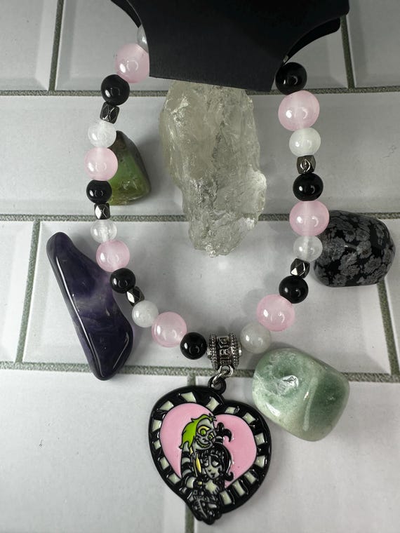 Rose Quartz 8MM, Black Obsidian, & White Jade Gemstone Bracelet