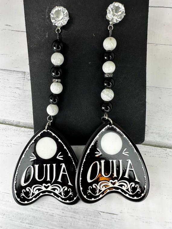 Rainbow Obsidian & Moonstone Gemstone Ouija Earrings