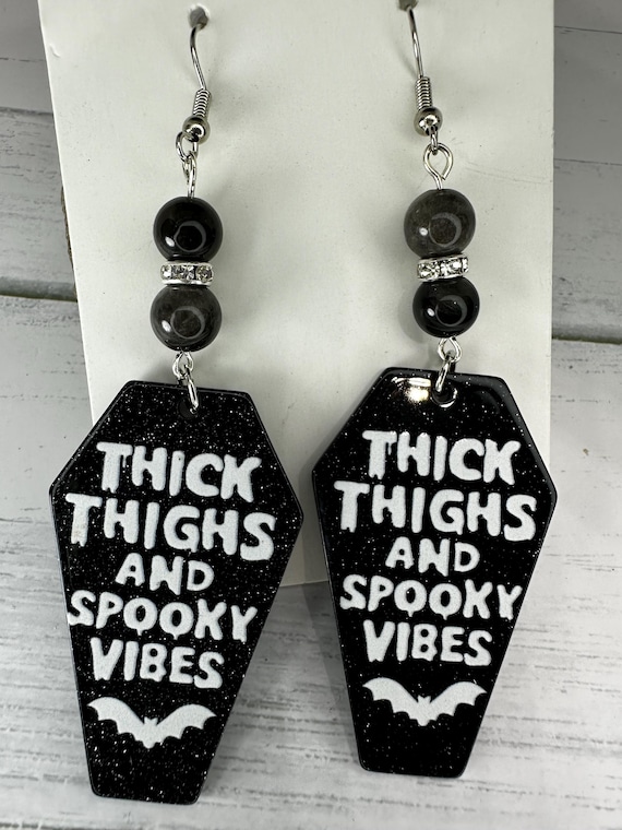 Silver Obsidian 8mm Gemstone Thick Thighs & Spooky Vibes Earrings