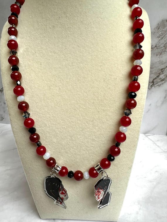 Carnelian 8MM, Black Obsidian, & Opal Gemstone Beaded Gemstone Bloody Lovers Necklace