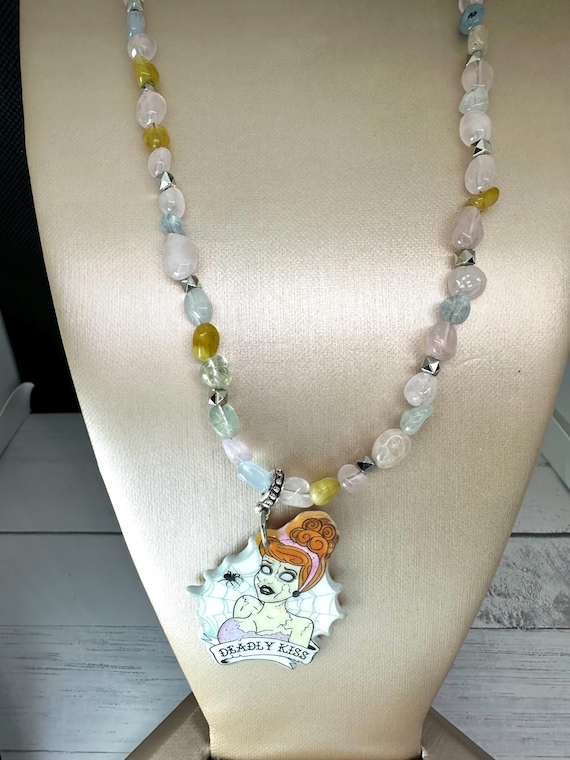 Morganite Gemstone Deadly Kiss Princess Necklace