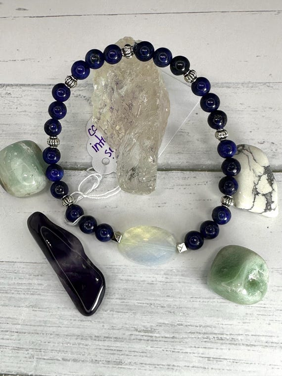 Lapis Lazuli & Opal Gemstone Beaded Intention Bracelet