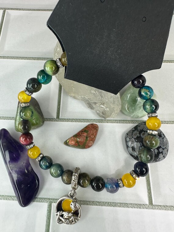 Galaxy Rainbow Tiger’s Eye Skeleton Gemstone Bracelet