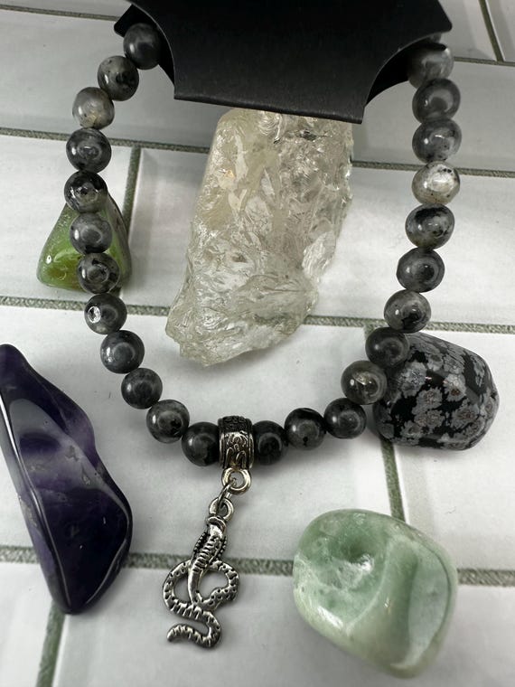 Black Labradorite Snake Gemstone Bracelet