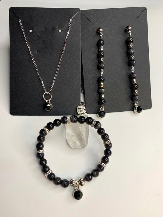 Black Cat Eye Jewelry Set