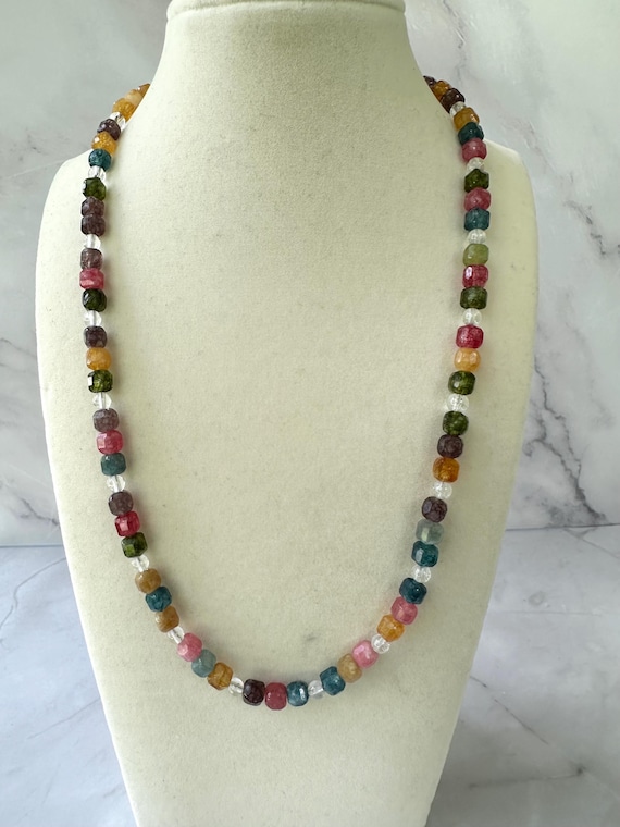 Colorful Tourmaline Gemstone Beaded Necklace