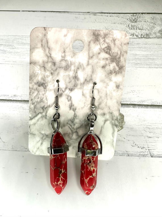 Red Howlite Gemstone Earrings