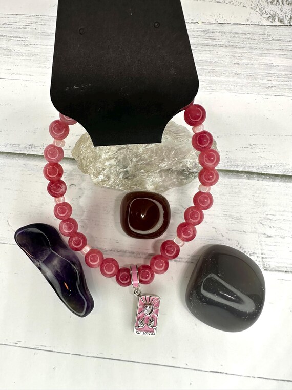 Argentine Rhodochrosite Gemstone The Lovers Tarot Bracelet