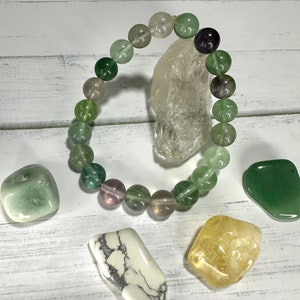 Fluorite 8mm Gemstone Beaded Bracelet