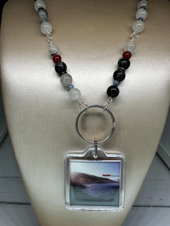 Tourmaline Quartz 8mm, Red Agate, & Blue Kyanite Morning View Gemstone Beaded Necklace
