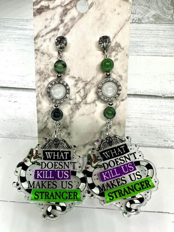 Rainbow Moonstone 8MM & Ruby Zoisite Gemstone What Doesn’t Kill Us Makes Us Stronger Earrings