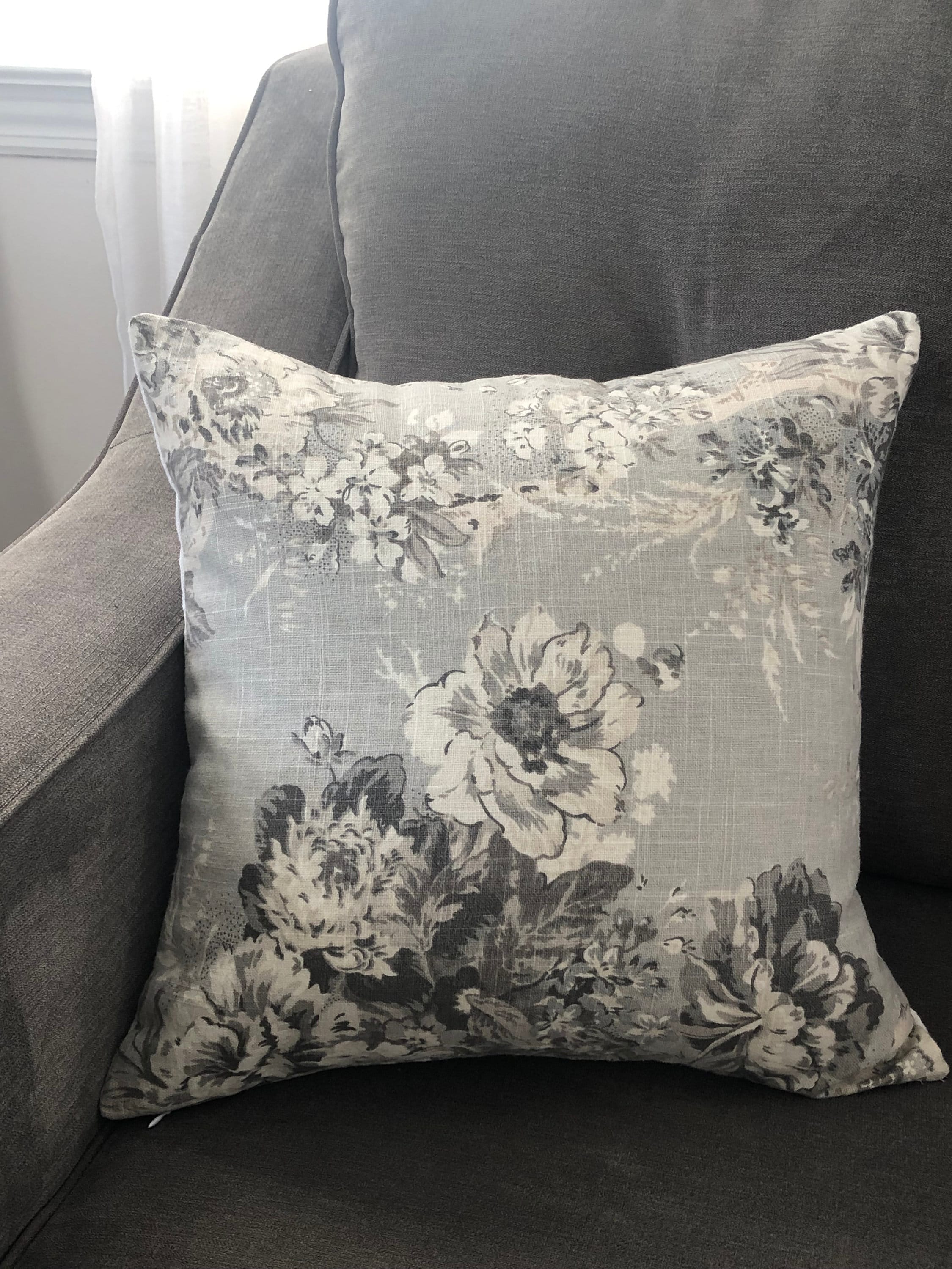 Grey White and Ivory Floral Pillow Cover Grey Floral Pillow Cover Ivory Floral Pillow Cover White Floral Pillow Cover Etsy