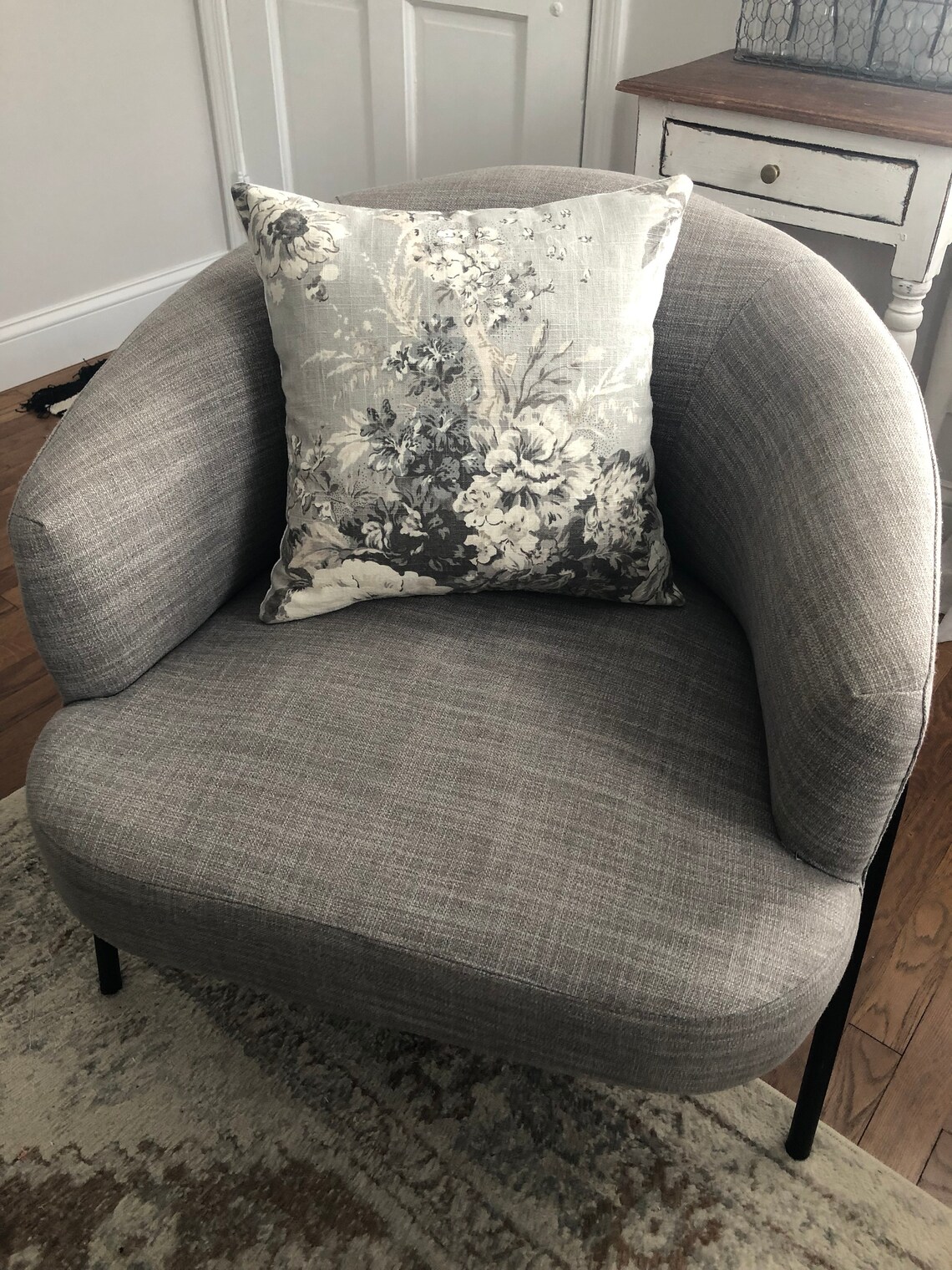 Grey White and Ivory Floral Pillow Cover Grey Floral Pillow Etsy