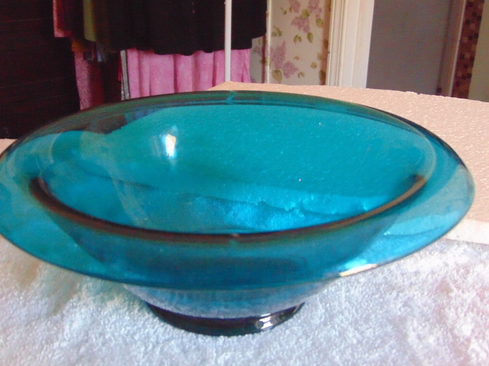Vintage Glass Rolled Edge Console Bowl 1950's Etsy