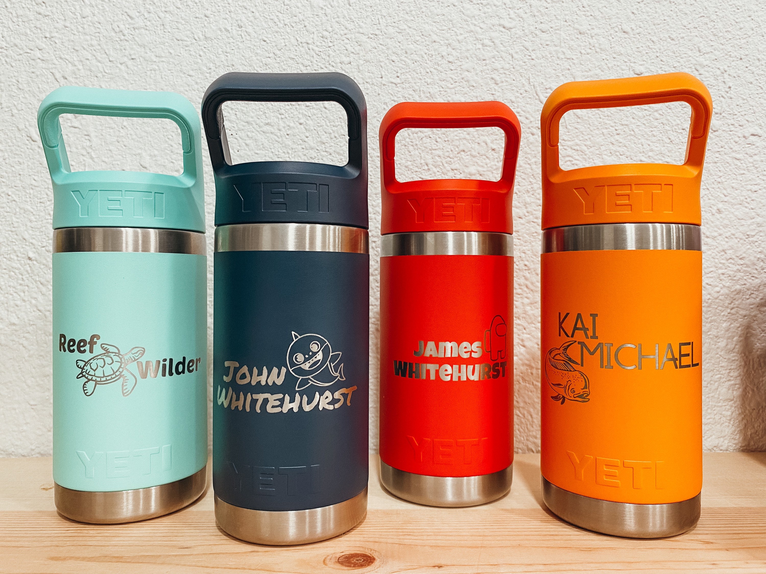 Kids YETI Rambler Jr Engraved Water Bottle with Straw & Lid Etsy