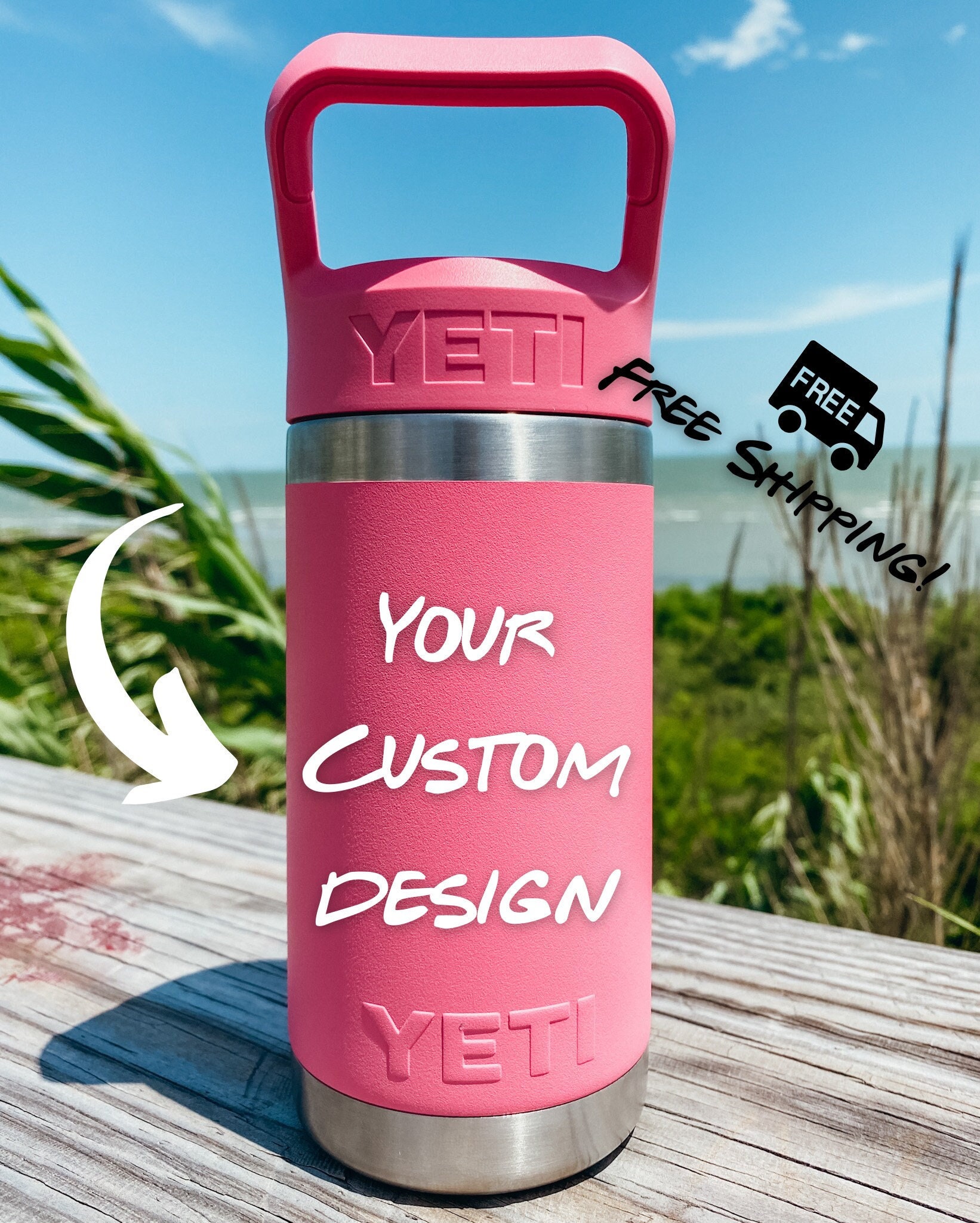 Kids YETI Rambler Jr Engraved Water Bottle with Straw & Lid Etsy