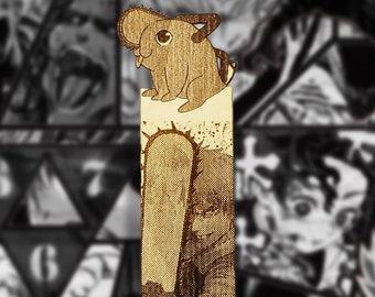 Chainsaw Man wooden bookmark from manga and anime