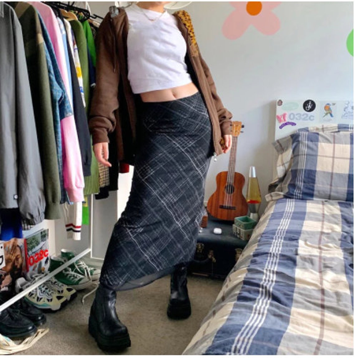 Striped Long Skirts y2k Retro Straight Skirts High Waisted Etsy