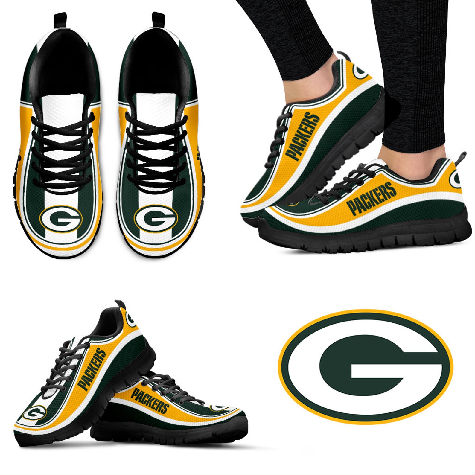 Green Bay Packers Custom Sneakers American Football Unisex | Etsy