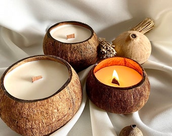 Kokosnuss Kerze - Coconut Candle - Designerstücke - Vegane Kerzen - Nachhaltig - Dekoration - Deko - Sojawachs - Handmade - Handgemacht