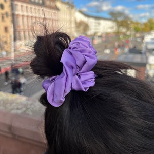 Eleganckie gumki dla kobiet, dodatki do włosów z satyny jedwabnej, scrunchie z satyny jedwabnej do włosów 9.Purple