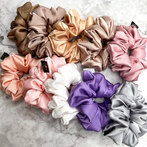 Eleganter scrunchies fur Frauen , Haarschmuck aus seide satin , Scrunchie seide satin fur Haare Bild 1