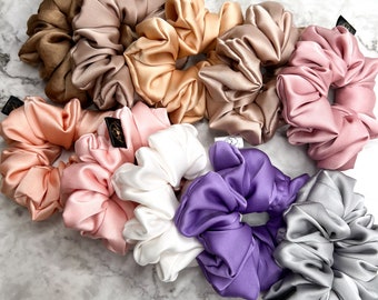 Eleganter scrunchies fur Frauen , Haarschmuck aus seide satin , Scrunchie seide satin fur Haare