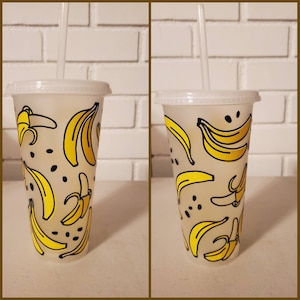 24 Oz Reusable Summer Fruit Banana Cup!!