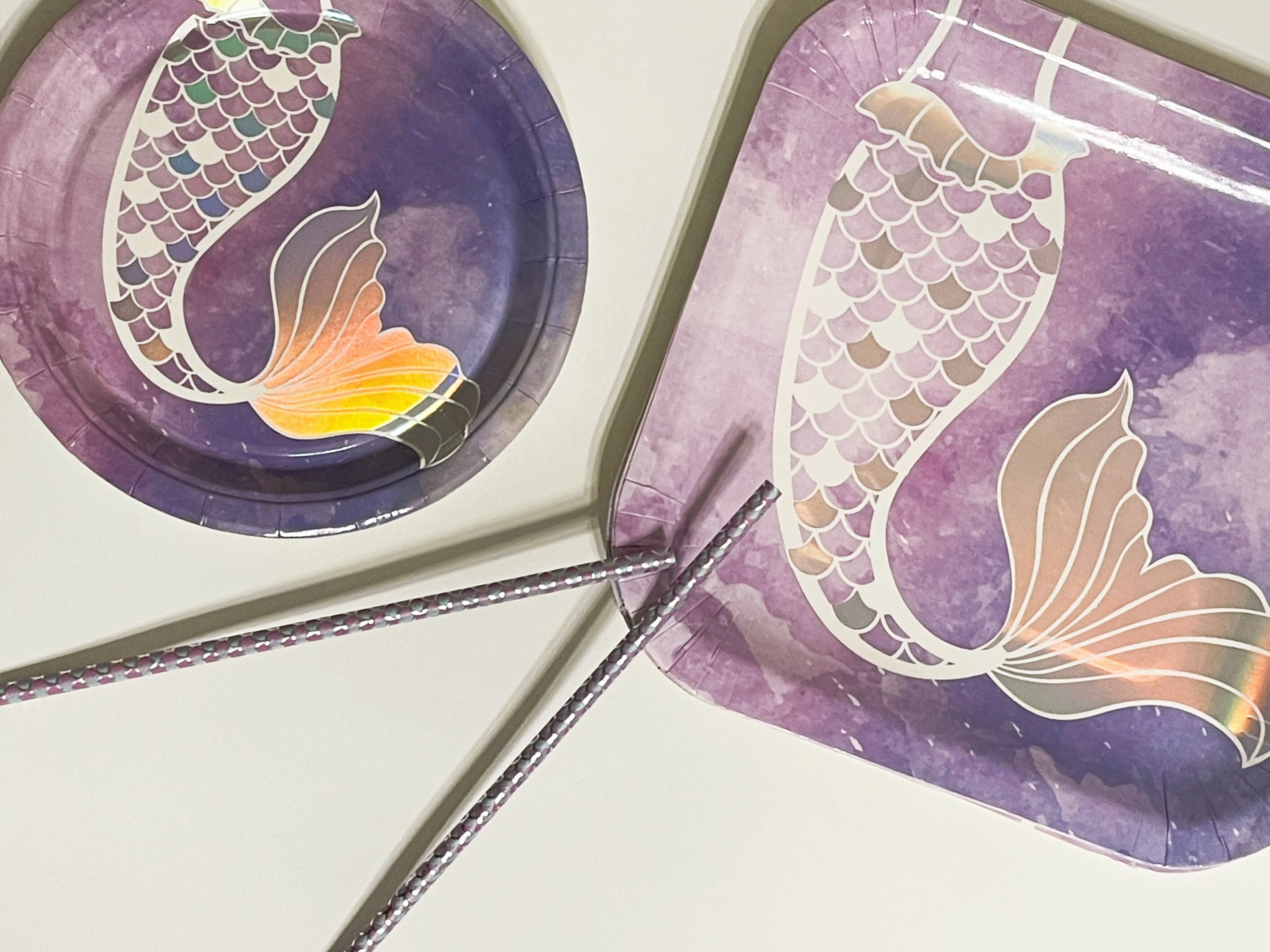 Mermaid Party Supplies Mermaid Plates Mermaid Straws Iridescent Tableware Birthday Party Paper Plates Theme Party Mermaid