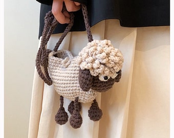 Crochet Sheep Bag, Amigurumi Craft, Crossbody Bag, Knitted Sheep Purse, Animal Bag, Lamb Coin Bag, Toddler Shoulder Bag, Kids Purse, Gift