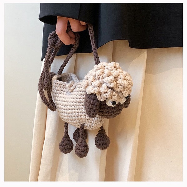 Crochet Sheep Bag, Amigurumi Craft, Crossbody Bag, Knitted Sheep Purse, Animal Bag, Lamb Coin Bag, Toddler Shoulder Bag, Kids Purse, Gift