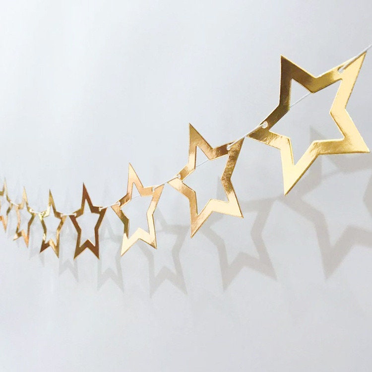 Gold Garland Gold Triangle Banner Gold Hollow Star Bunting Party Decorations Baby Shower Banner Arrow Garland Home