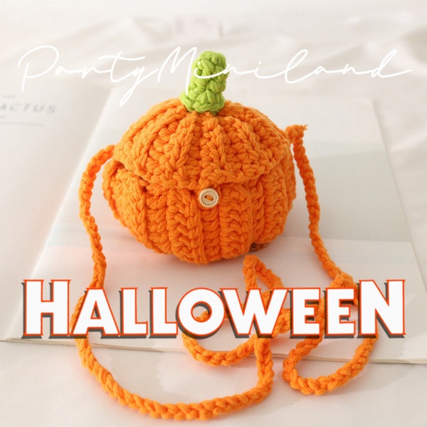 Crochet Pumpkin Bag, Crossbody Bag, Knitted  Purse, Halloween, Pumpkin Coin Bag, Toddler Shoulder Bag, Candy Bag, Trick-or-Treat, Decoration