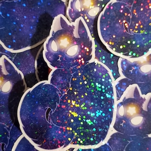 holographic Galaxy cat stickers