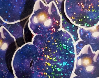 Stickers holographiques Galaxy avec des chats