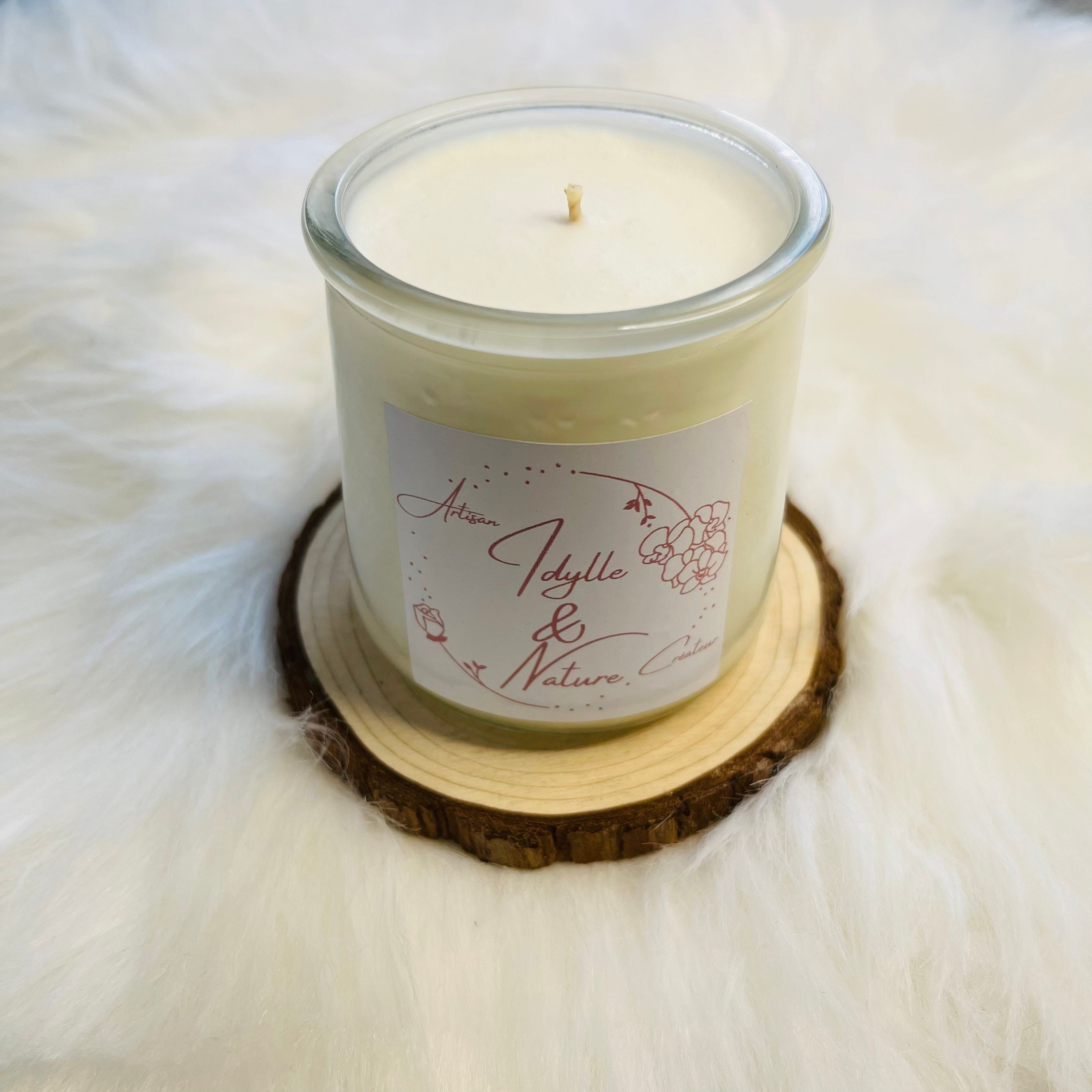 Bougie A La Cire Végétale de Tournesol Parfum Vegan Barbe à Papa Contenant Recyclable en Verre