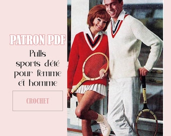 Patron Crochet Vintage PDF en français - Pulls homme et femme pour l'été