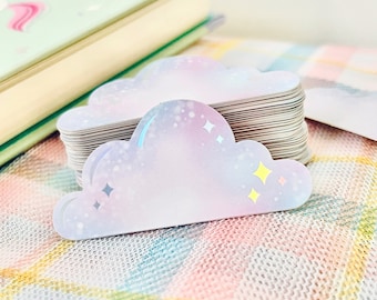 Shiny Rainbow | Kawaii Dreamy Sparkly Aesthetic | Iridescent Pastel Cloud | Holographic Glossy Sticker | 2" x 1"