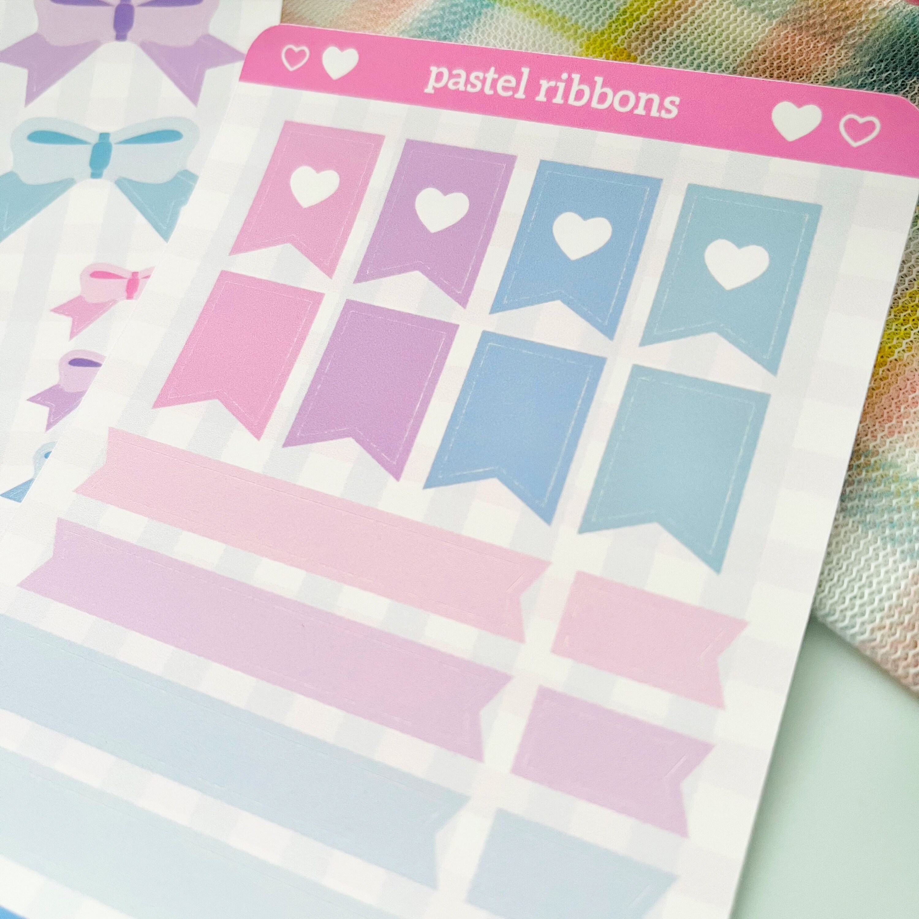 Cute Pastel Kawaii | Bows Ribbons Tabs Notes | Pink Purple Blue Teal ...