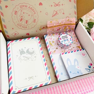 Airmail Collection | Bunny Rabbit | Mail | Red Blue | Holographic A6 Notebook | 4" x 6" Memo Pad | 3" x 3" Sticky Note Pad | Washi Tape