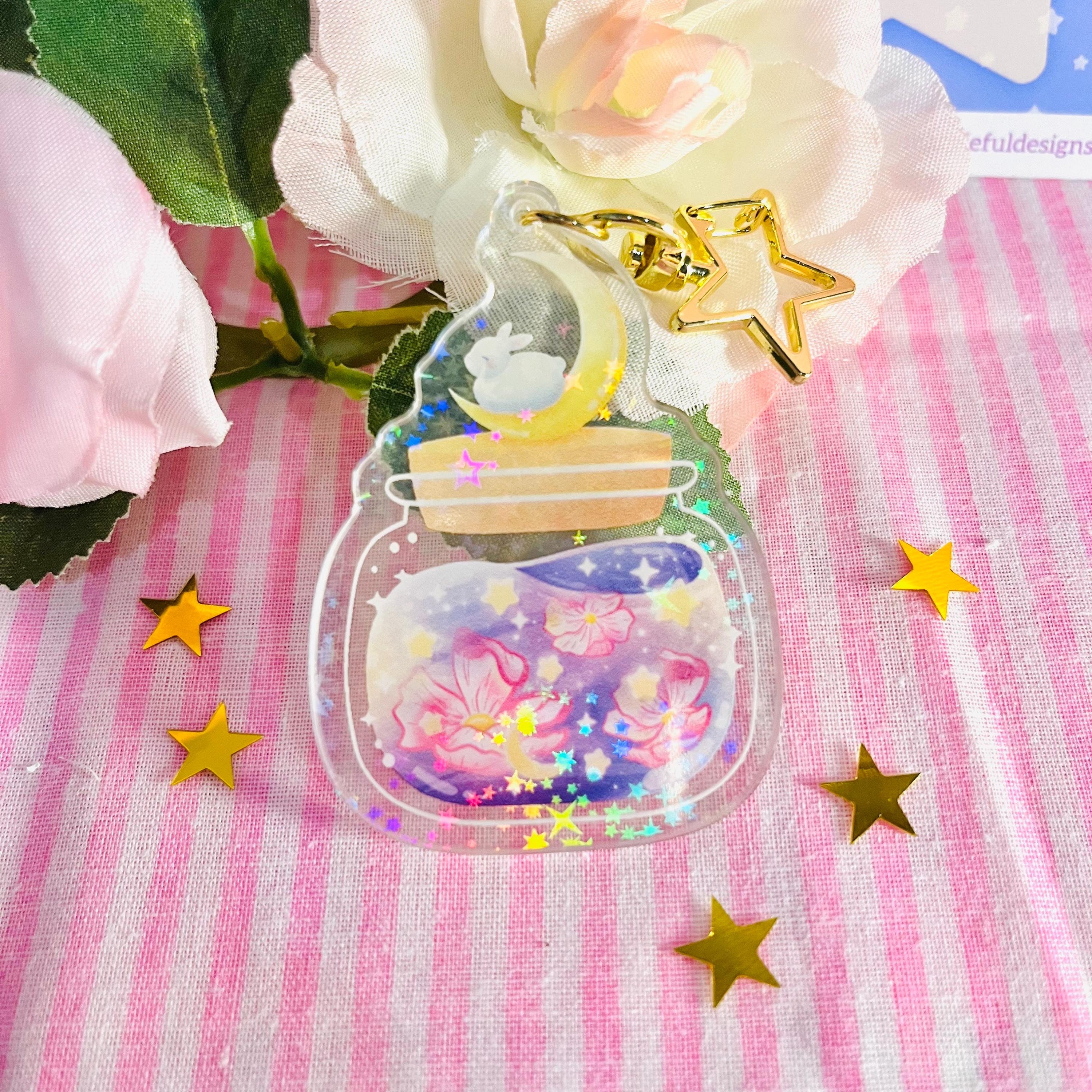 Kawaii Liquid Star Keychain - Etsy