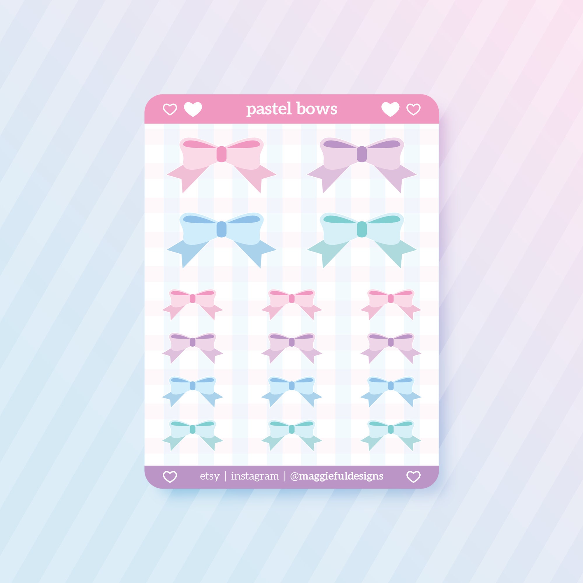Cute Pastel Kawaii | Bows Ribbons Tabs Notes | Pink Purple Blue Teal ...