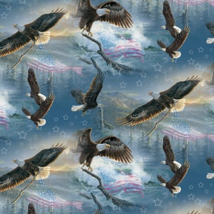 Best of America -Flying with Stars & Stripes Allover - David Textiles - Wild Wings WW-3034-4  -C